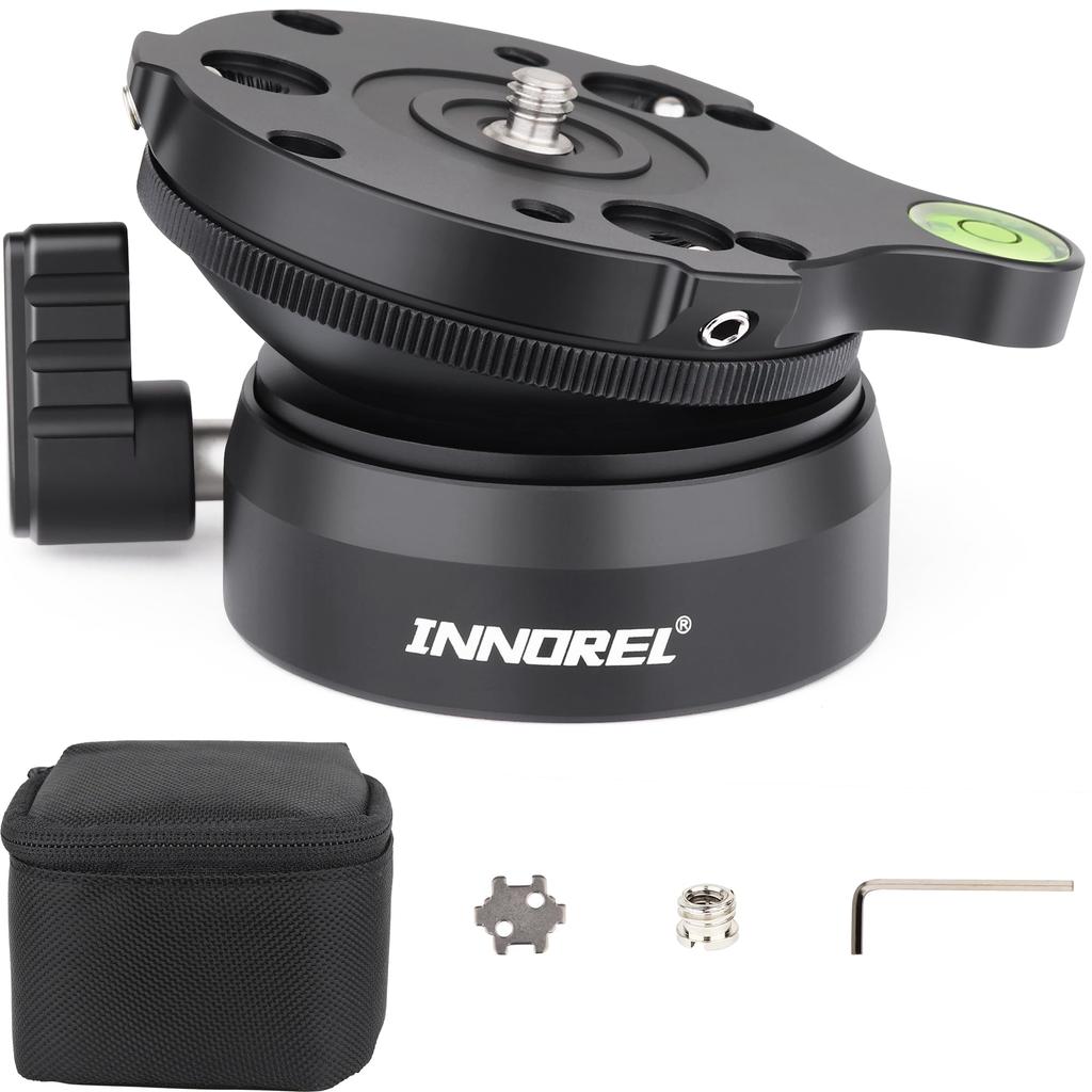 INNOREL LB60 Leveling Base Leveler Adjust Plate Low Center of Gravity Tripod Head Aluminum Alloy Male Thread Fine Thread Maximum Load Capacity 10KG