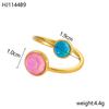 CARLIDANA Delicate Round Zirconia Stainless Steel Gold Color Adjustable Fashion Open Ring High Quality Chic Women Jewelry