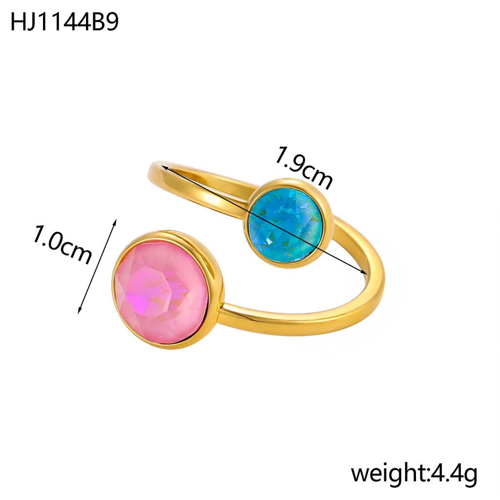 CARLIDANA Delicate Round Zirconia Stainless Steel Gold Color Adjustable Fashion Open Ring High Quality Chic Women Jewelry