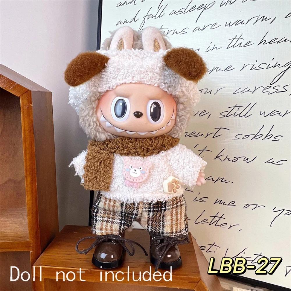 

Только одежда для 15-17 см Лабубу Мини Аксессуары Одежда Одежда Набор кукол Сидящий Вечеринка Шарф Шляпа Сумка Милое украшение Подарок No Doll