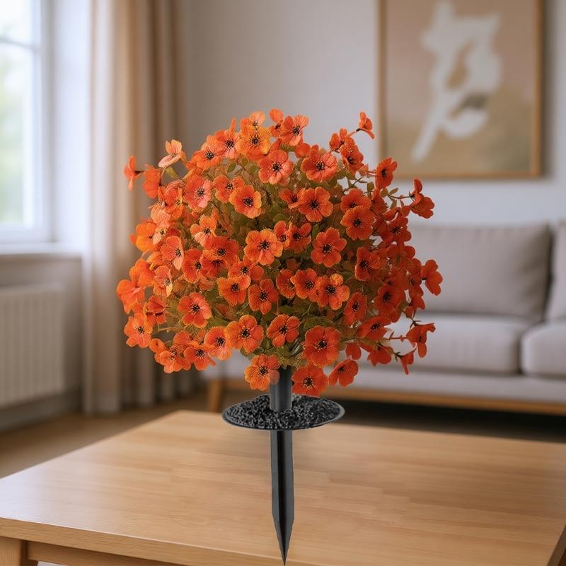 Artificial Plant Outdoor 22Inch Artificial Flower Ground Stake Weather Resistant Plastic Flower For Garden Patio Yard