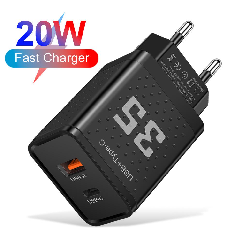 20W 3A Dual PD+USB Charger with US/EU/UK Plugs