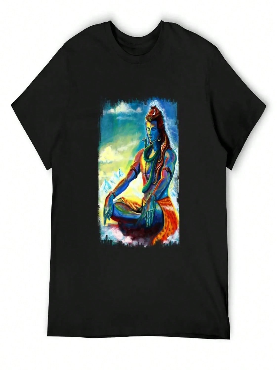 Majestic Naga Shiva In Eternal Meditation T-Shirt Man T Shirt Clothing Aesthetic Clothes unisex Clothes S разноцветный