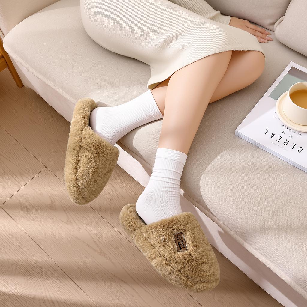 Thick-bottomed plush cotton slippers autumn and winter new non-slip, deodorant and warm couple advanced bag head mop