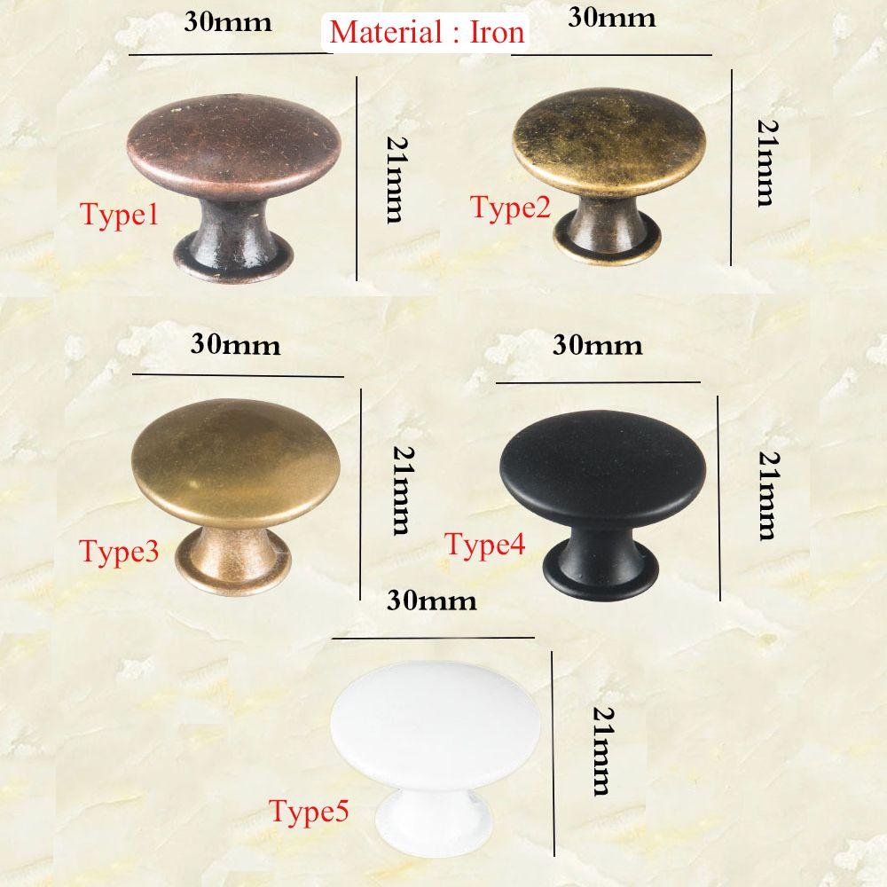 2Pcs Retro Hardware Dresser Furniture Antique Brass Round Shape Door Handle Cabinet Pulls Wardrobe Pulls Drawer Knob