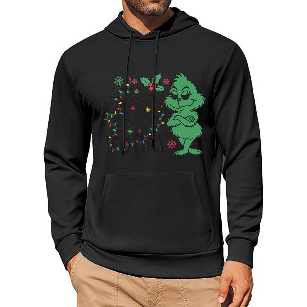 Men's Print Hooded Sweatshirt Long-Sleeve Casual Pullover Hoodie Hooded Sweatshirt
