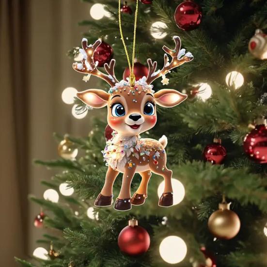 Ornamente Ren de Crăciun 2D Plate Acrilice Pandantiv Oglindă Auto Festiv Sărbători Acasă Decorațiuni Pom