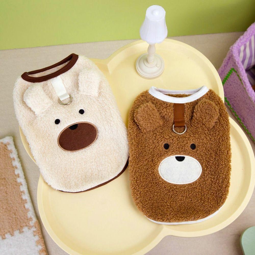 Bear Pattern Winter Puppy Clothes Sleeveless Thickened Puppy Sweatshirt Comfortable Warm Pet Winter Coat Cold Weather