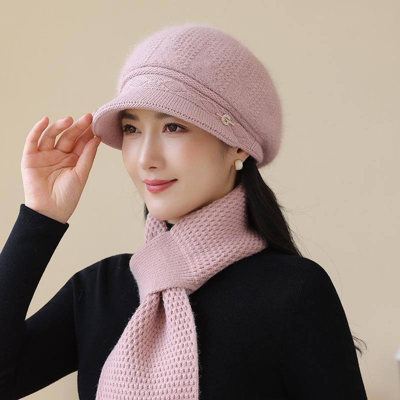 Winter Mother Hat Women's Fashion Wool Hat In The Elderly Cold Warm Rabbit Hair Knitted Hat