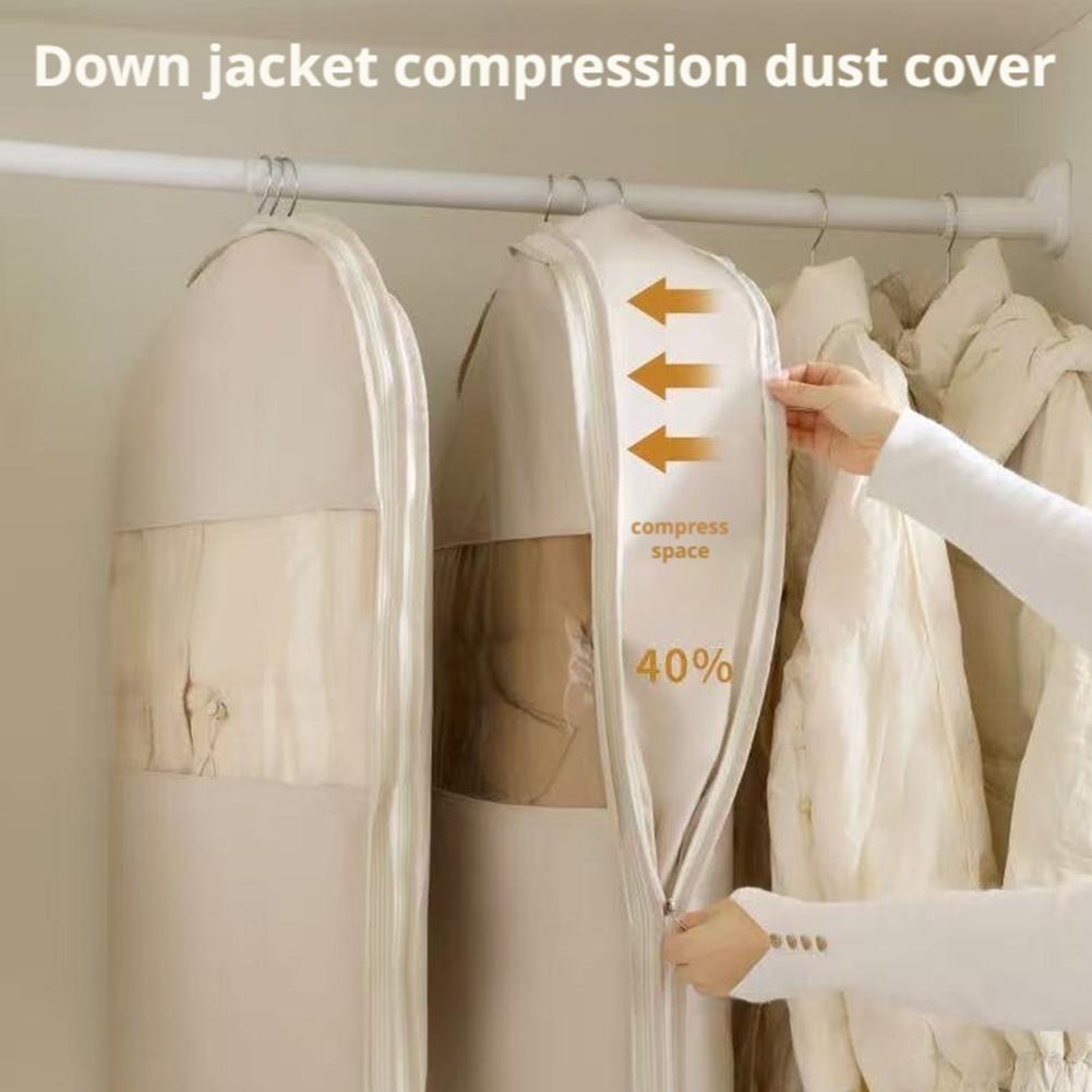 Space Saving Hanging Garment Bag With Self Compression Closet Zipper,Space Saver Organizers F0I1