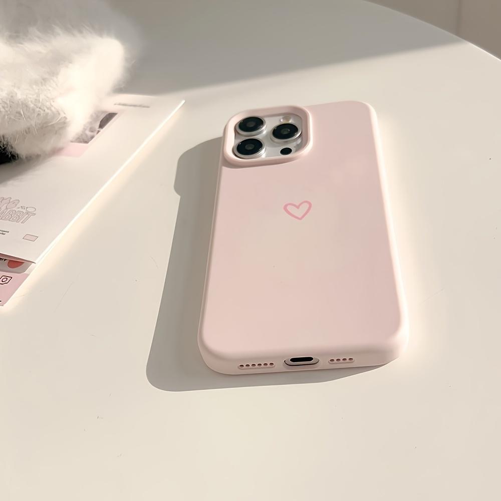 Minimalist pink heart-shaped pattern phone case suitable for iPhone 17 16 15 14 13 12 11 Pro/Max/Plus anti drop and shockproof