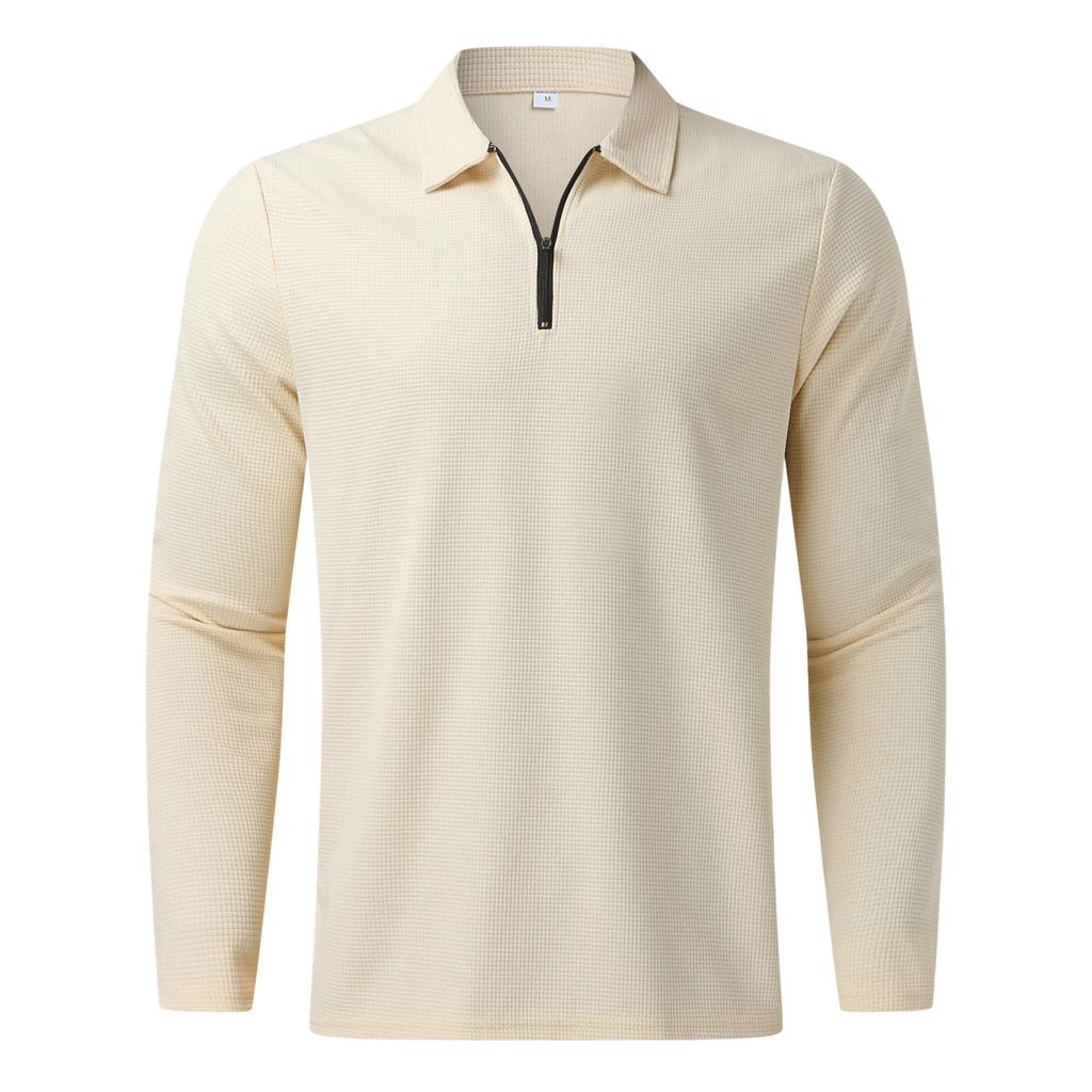 Polo Manches Longues Uni Tricot Gaufré