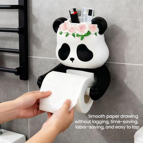Tissue Holder Panda Design Flexibly Fixed Napkin Rack with Non-Slip Surface Easy Installation Tissue Storage Rack Bathroom Accessories
