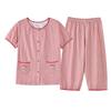 Pajamas Women's Summer Pure Cotton Short-sleeved Seven-quarter-sleeved Middle-aged Mother Floral Nine-point Pants Summer Cotton Loungewear Set
