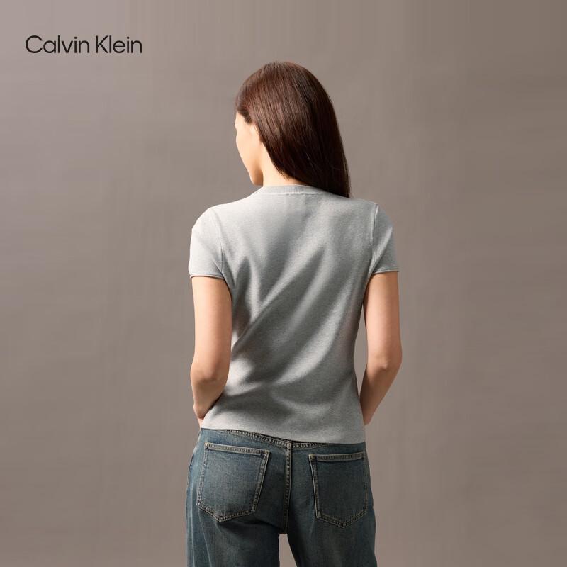 Calvin Klein Jeans Women's Ribbed Round Neck Short Sleeve Tee