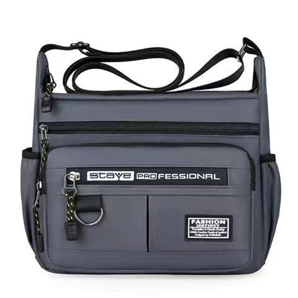 

Multi Pockets Casual Crossbody Bag Water Resistant Men Satchel Bag Storage Bag Travel сірий колір