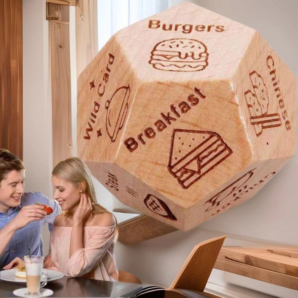 12 sided Wooden Food Dice Game Decision Make Date Night Dice Christmas Birthday