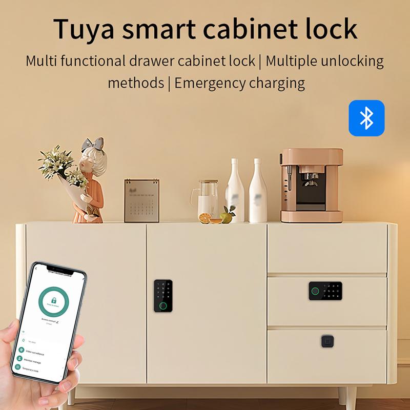 Tuya APP Fingerprint Smart Drawer Cabinet Invisible Lock Password Unlock for Contactless Cabinet Wooden Drawer Cupboard Locker