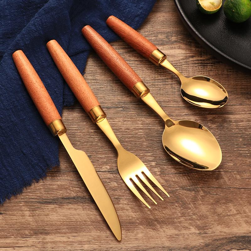Jaswehome 1/4Pcs Western Cutlery Set Stainless Steel Dinnerware Knife Fork And Spoon Upscale Tableware Set