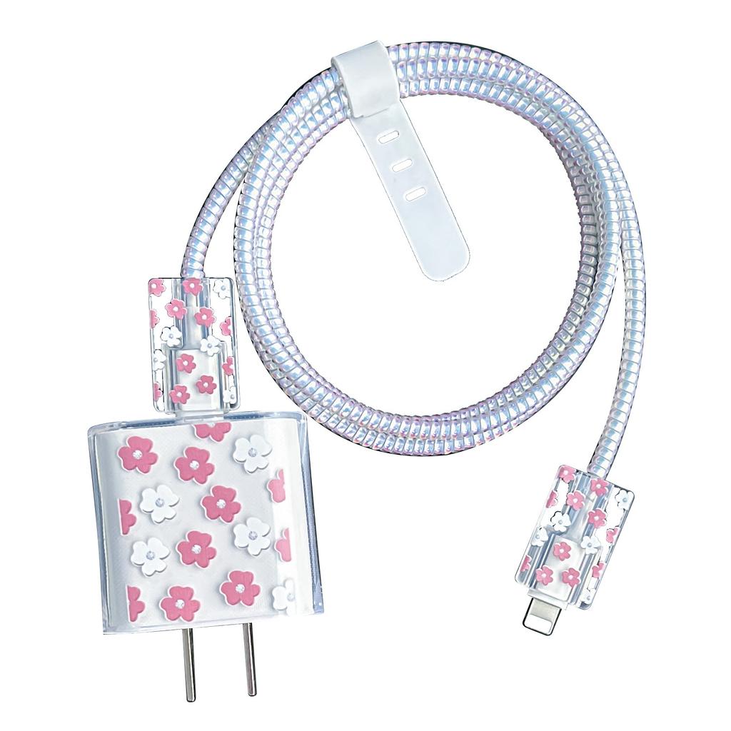 Geeignet für Apple Datenkabel Schutzhülle Ladegerät 20W Schnellladung bruchsicher Kabelaufwickler Niedliches Blume Tier Fortgeschritten