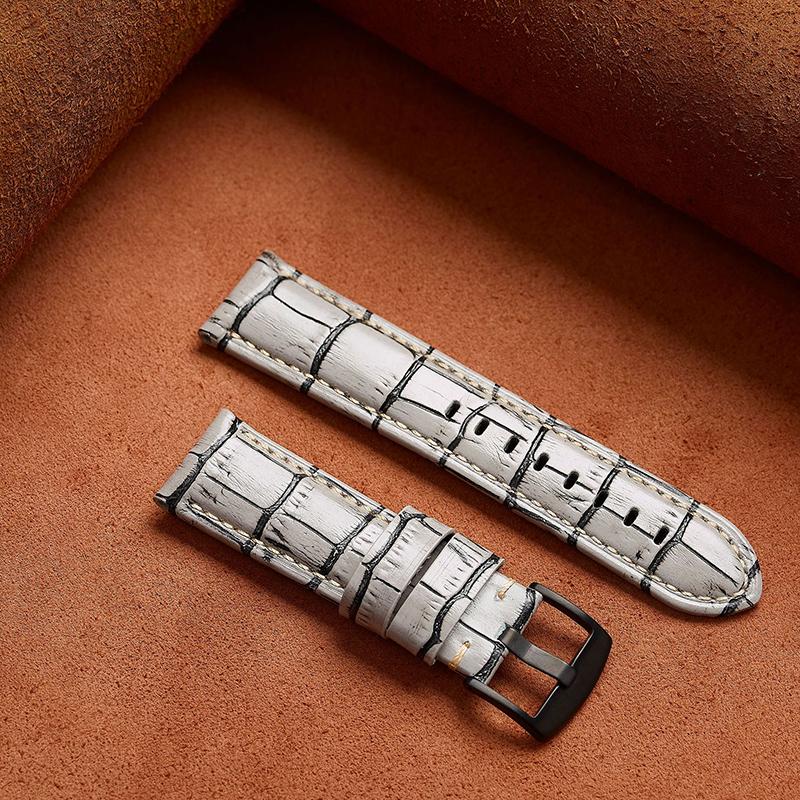 20/22/24/26mm Hochwertige Leder-Uhrenarmbänder Lederarmband mit Bambusmuster Universelle Uhrenarmbänder Zubehör für Herren Damen Armbänder