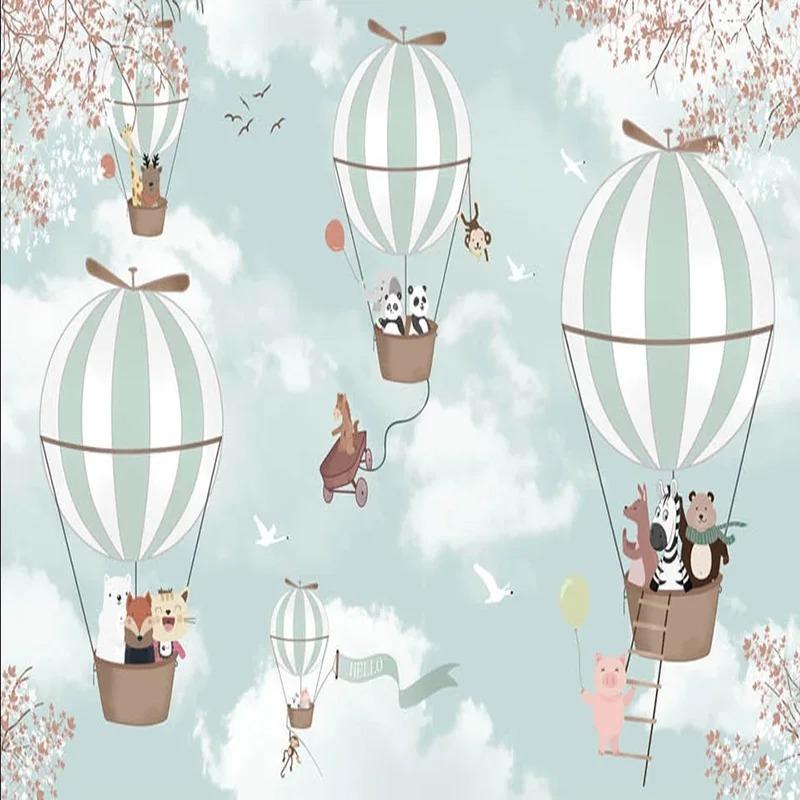 3d Cartoon Mural Hot Air Balloon Wall Mural Living Room Children's Bedroom Background Wallpaper