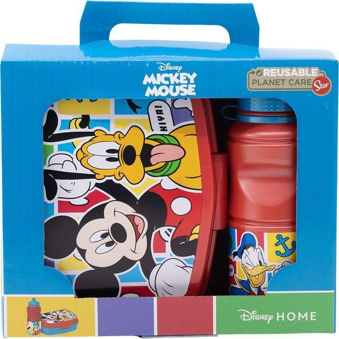 Set De Bouteille Et Boîte À Sandwich - Disney - Mickey Mouse - 380 Ml - Plastique Recyclable - Antidérapant