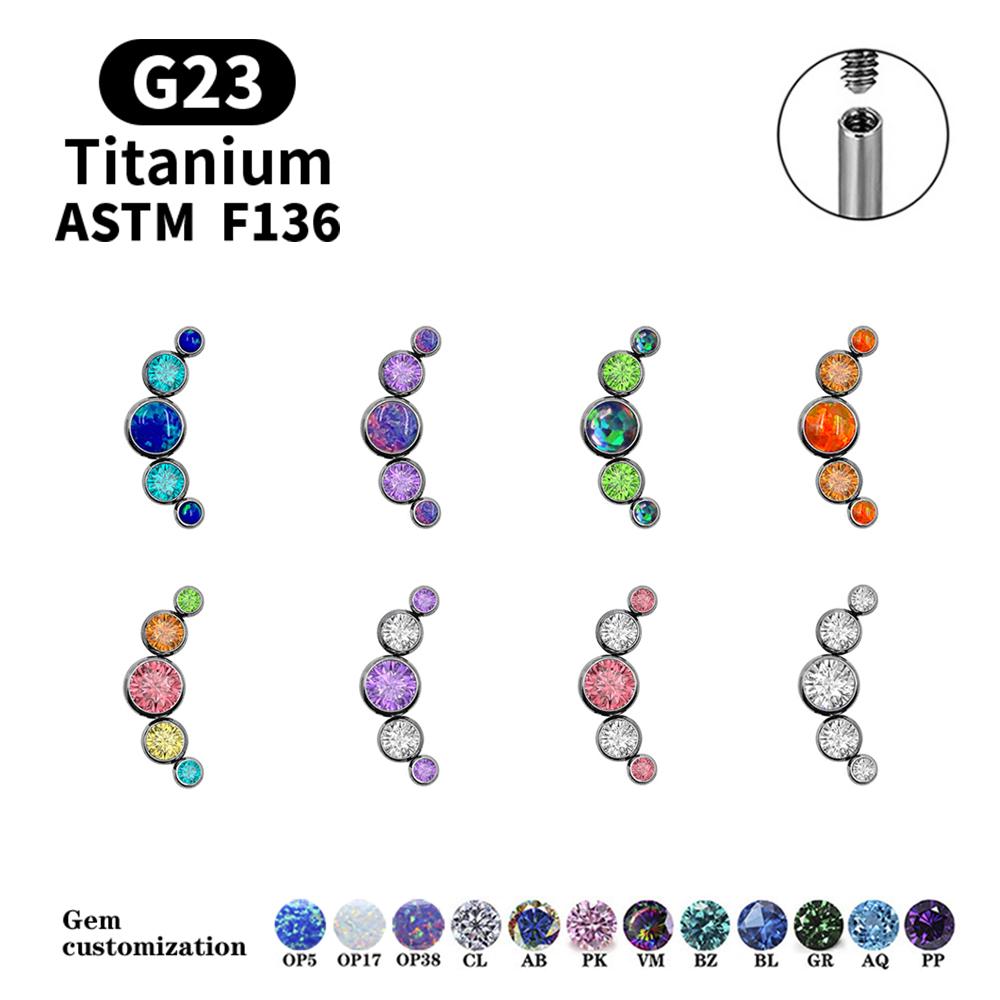 G23 Titanium Stud Earrings16G Piercing Set Ear Tragus Cartilage Zircon Opal Body Jewelry Helix Daith Lip Lobe Pin