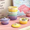 Gradient Ceramic Underglaze Stew Pot with Lid - Double Ear Bowl for Soup, Stews, or Steamed Eggs