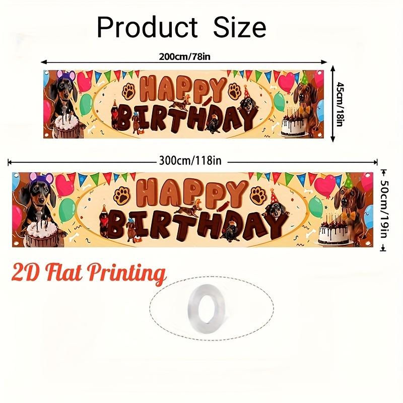 Happy Birthday Dachshund Dog Banner, Dog Motif Design, Polyester Outdoor Indoor Celebration Decoration