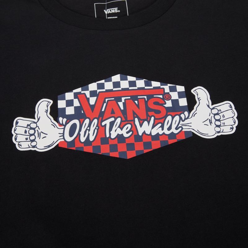 Vans Checkerboard Logo Print Casual Crew Neck Breathable Short Sleeve T-Shirt Men Tops Black VN0A54KABLK