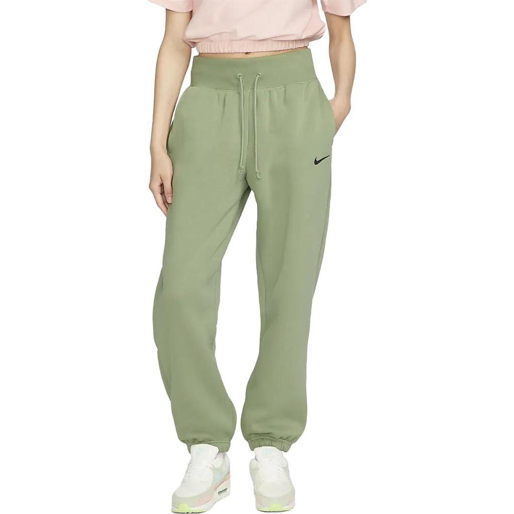 Nike Phoenix Fleece Solid Color Lace Up Elastic Cuff Loose Fit Fleece Lined Knitted Sweatpants Women's Oil Green DQ5888-386