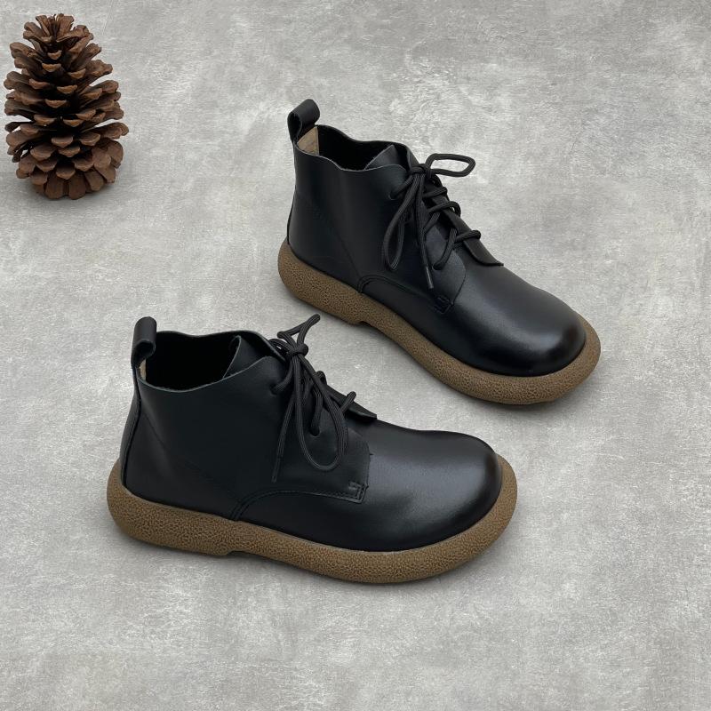 

Ботинки до щиколотки, С круглым носком, На плоской подошве, На шнуровке, Женские туфли на мягкой подошве, Высокие ботинки 38 чёрный