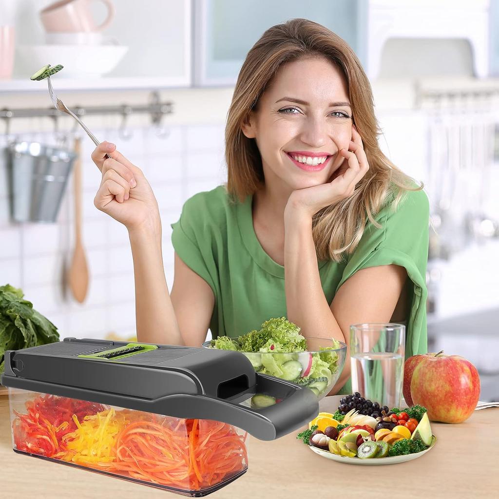 Vegetable Chopper - Time-and Labor-Saving Food - Pro Onion Cutter and Dicers, 12 in 1 Multifunctional Veggie Chopper, Container for Salad Potato