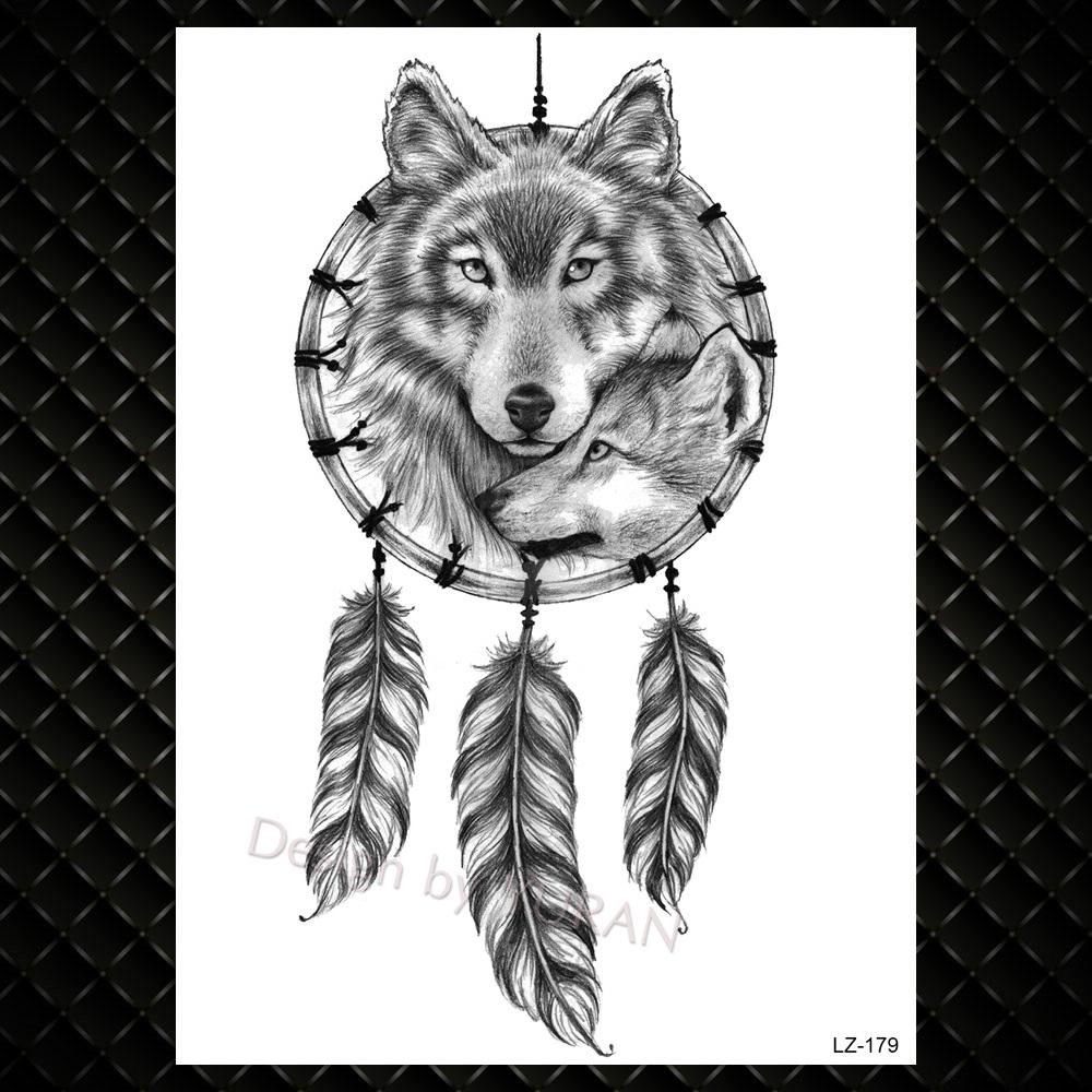 Night Forest Werewolf Tattoos For Men Women DIY Realistic Temporary Tattoos Geometric Fake Wolf Scorpion Tatoo Paper Stickers