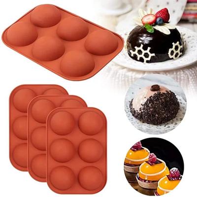 6er Loch Heiße Schokolade Boom Formen Halbkugel Schokoladenbomben Silikonformen mit Pinsel Eis-/Kuchen-/Gebäckformformen für Schokolade
