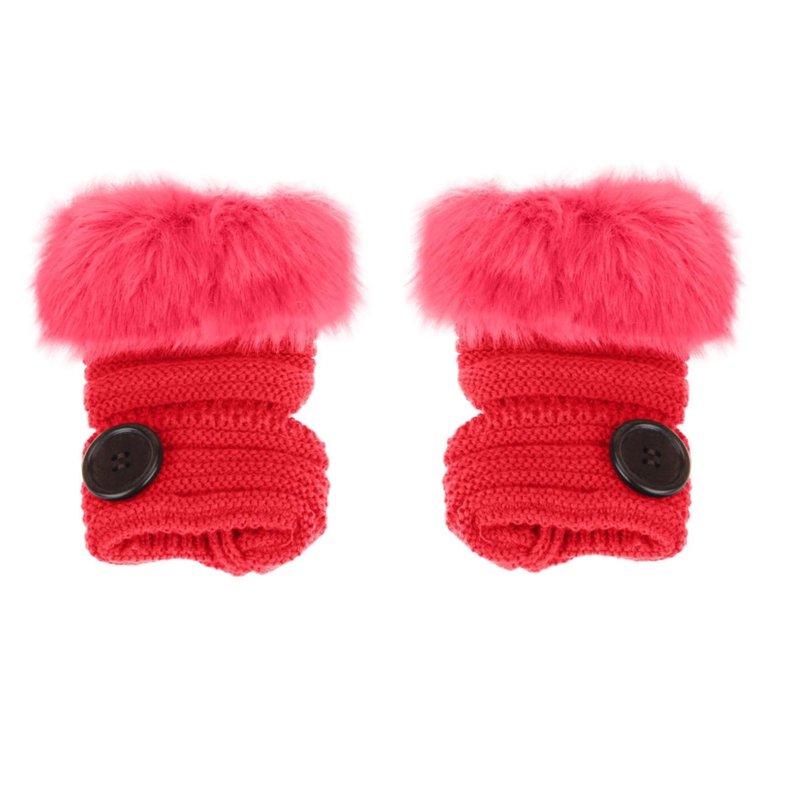 

Женские теплые зимние перчатки без пальцев из искусственного кролика на запястьях, варежки One Size