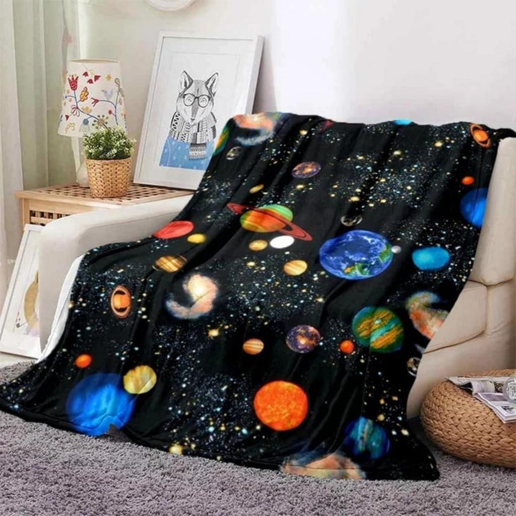 Galaxy Stars In Space Digital-printed Polyester Bedroom Velvet Flannel Cover Blanket Fleece Soft Sofa Cover Blankets for Beds