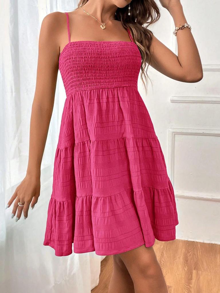 2024 One-Shoulder Solid Color Textured Dress - Versatile Summer Women's Fashion