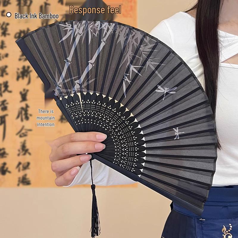 Traditional Chinese Folding Fan for Hanfu, Qipao, and Dance - Portable Summer Accessory for Women and Children
