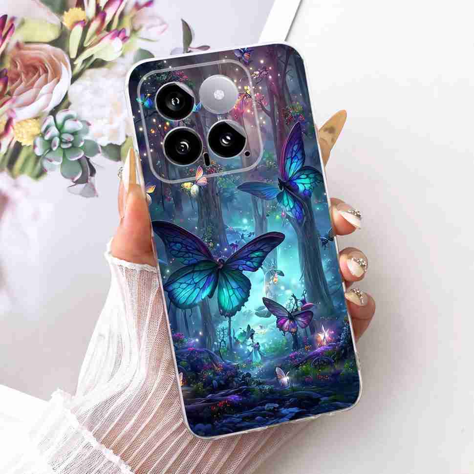 For Xiaomi Mi 14 5G 23127PN0CC Case Fashion Dragon Butterfly Silicone TPU Cover For Xiaomi Mi14 5G 6.36" 23127PN0CG Phone Shell