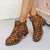 Women's Classic Velvet Leopard Print Short Boots, Vintage Fashionable Versatile Shoes with Excellent Durability and Anti-Slip Quality