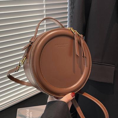 Trendy Personality Versatile Ins Solid Color Portable Small Round Bag Women's Leisure Commuting Simple Wind Messenger Bag