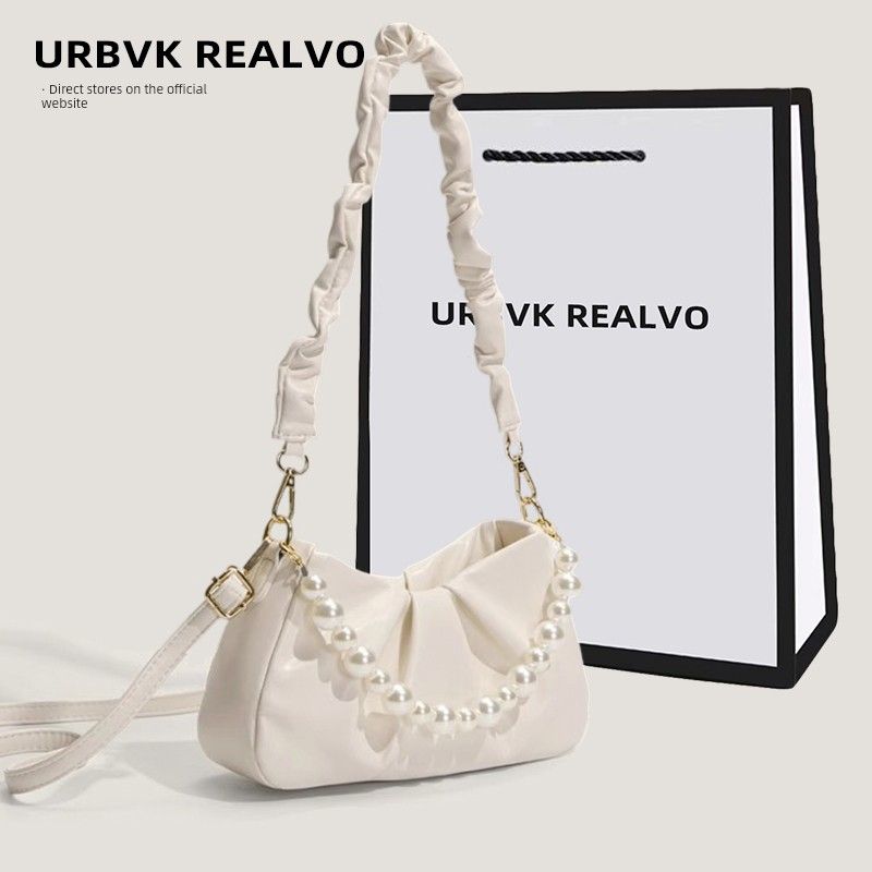 

Ur Women s Bag 2025 New Birthday Gift Cloud Bag Women Pleat Shoulder Underarm Bag Pearl Shoulder Small Bag White