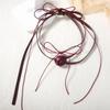 Handmade Leather Choker Necklace Elegant Camellia Flower Pendant Clavicle Chain for Holiday Parties and Everyday Wear
