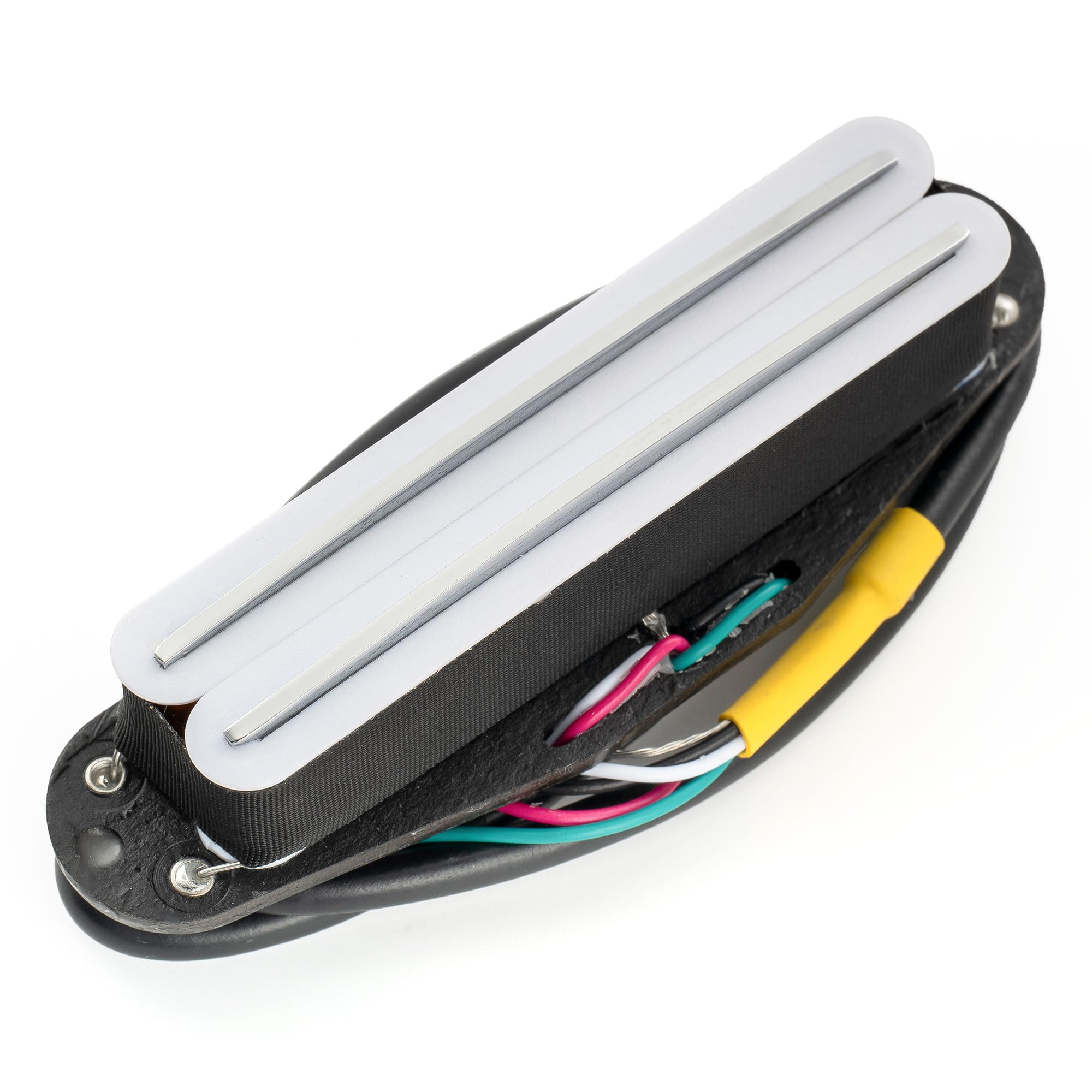 Musiclily Pro ST-DPHA Alnico 5 Сингл-размерный Хамбакер Super Distortion 13.2K для Электрогитар Stratocaster, Белый Корпус, Хромированные Струнодержатели