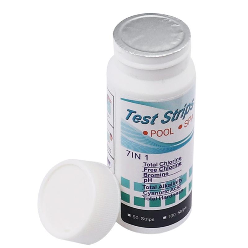 7 Way Swimming Pool Testing Strips for Chlorine Bromine Alkalinity pH Hardness