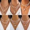 Temperament Baroque Special-Shaped Pearl Necklace, Creative Irregular Chain Collarbone Necklace For Women
