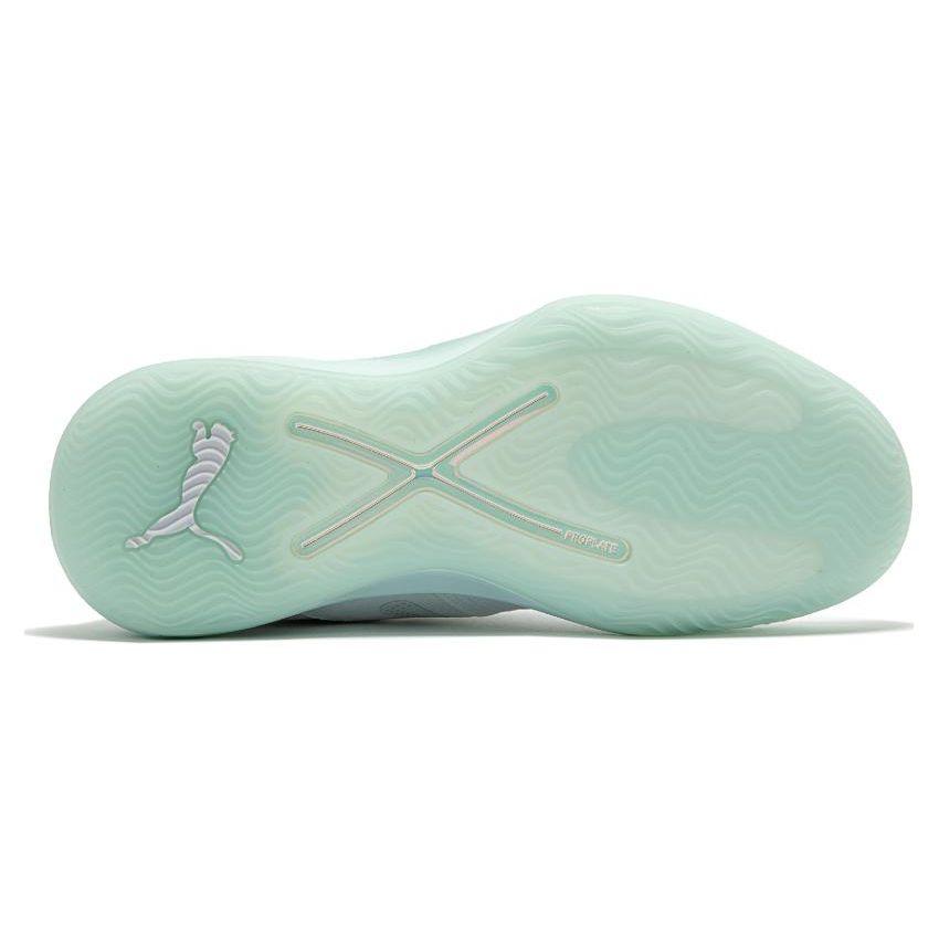 Puma Rise Nitro Ice Kulatá špička Šněrovací Látkové Protiskluzové Odolné proti opotřebení Nízké Basketbalové boty Pánské tenisky Bílá Zelená 377592-01