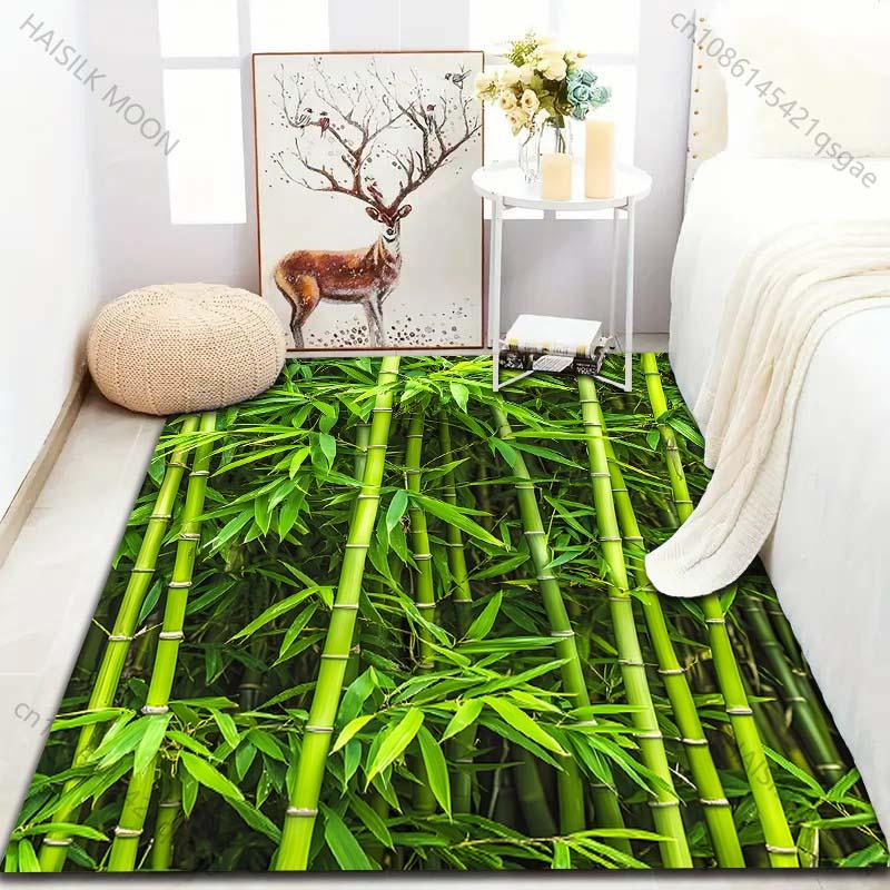 Bamboo Forest Printed Carpet for Bedroom Living Room Bedside Sofa Floor Mat Modern Home Decor Area Rug Large Size